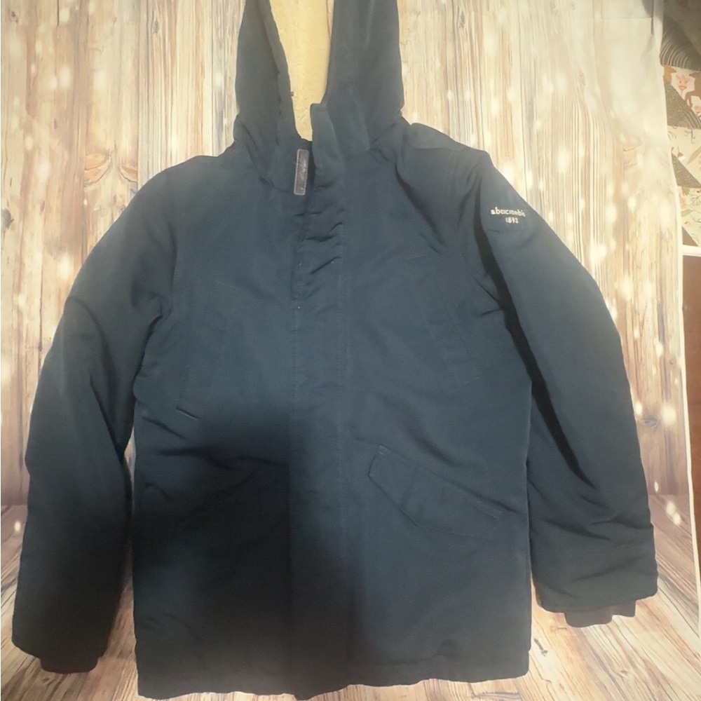 Abercrombie & Fitch Boy’s Navy Winter Jacket Size 11/12 Sherpa Lines